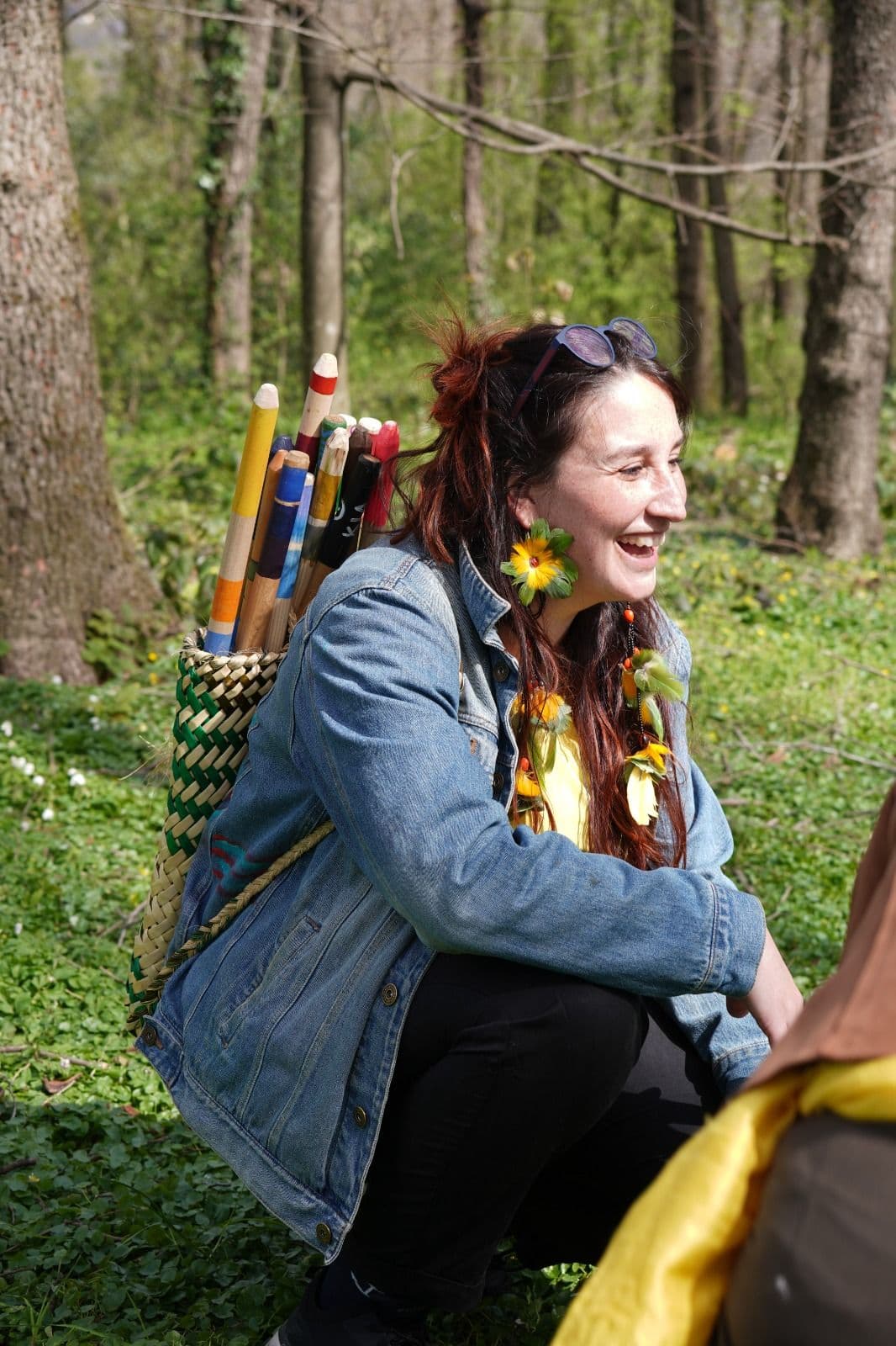 Valentina in the forest with a basket